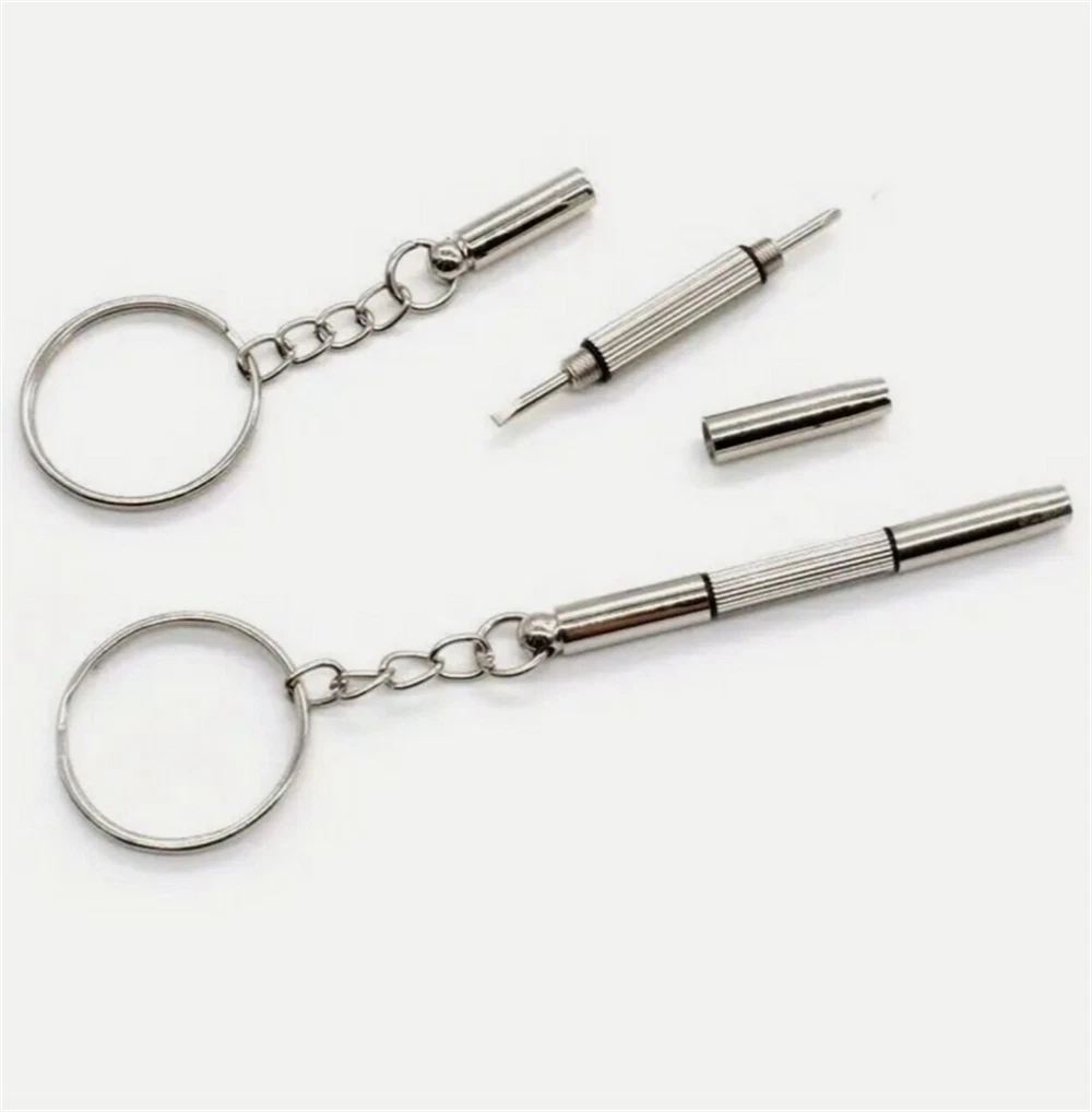 2X 3 In 1 Eyeglass Sunglass Watch Repair Screwdriver Set Keychain Mini Hand Tool