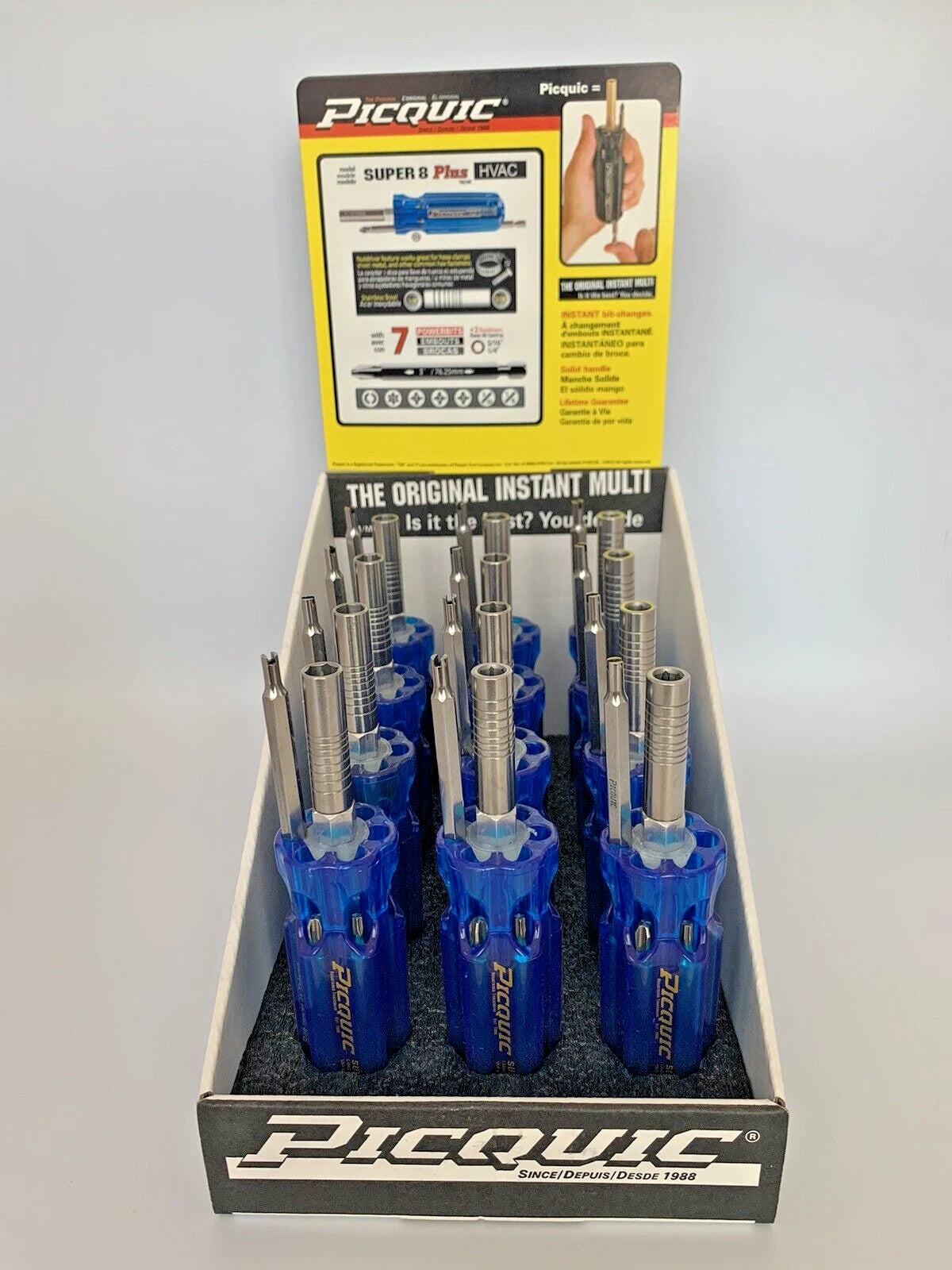 PICQUIC SUPER 8 Plus HVAC Hex Multi-Bit Screwdriver w/ Schrader Valve Bit