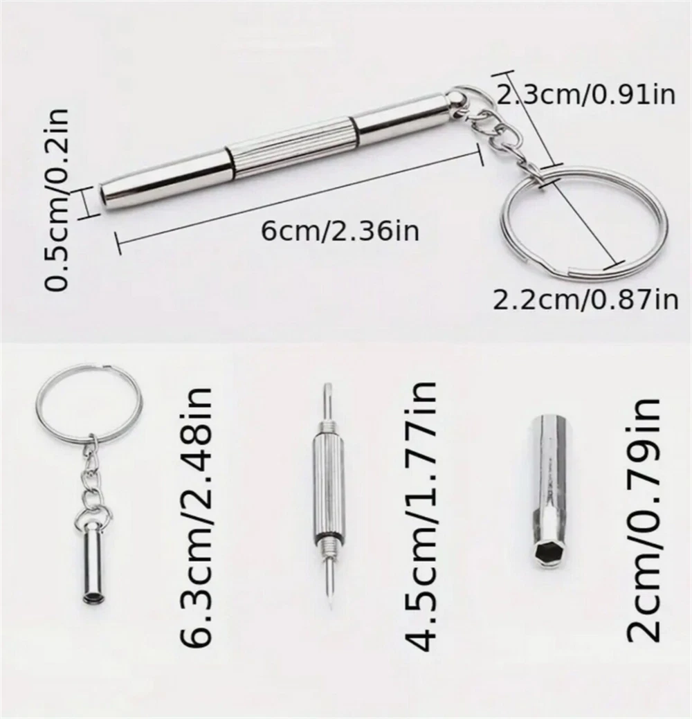 2X 3 In 1 Eyeglass Sunglass Watch Repair Screwdriver Set Keychain Mini Hand Tool