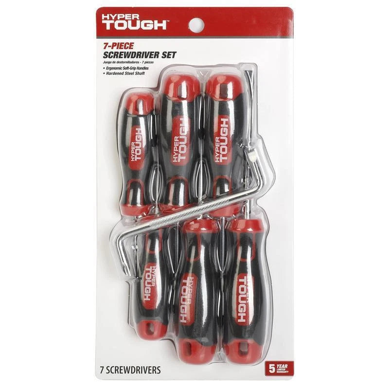 Heavy-Duty 7-Piece Steel Screwdriver Set Phillips Slotted W/ Offset Tool Durable
