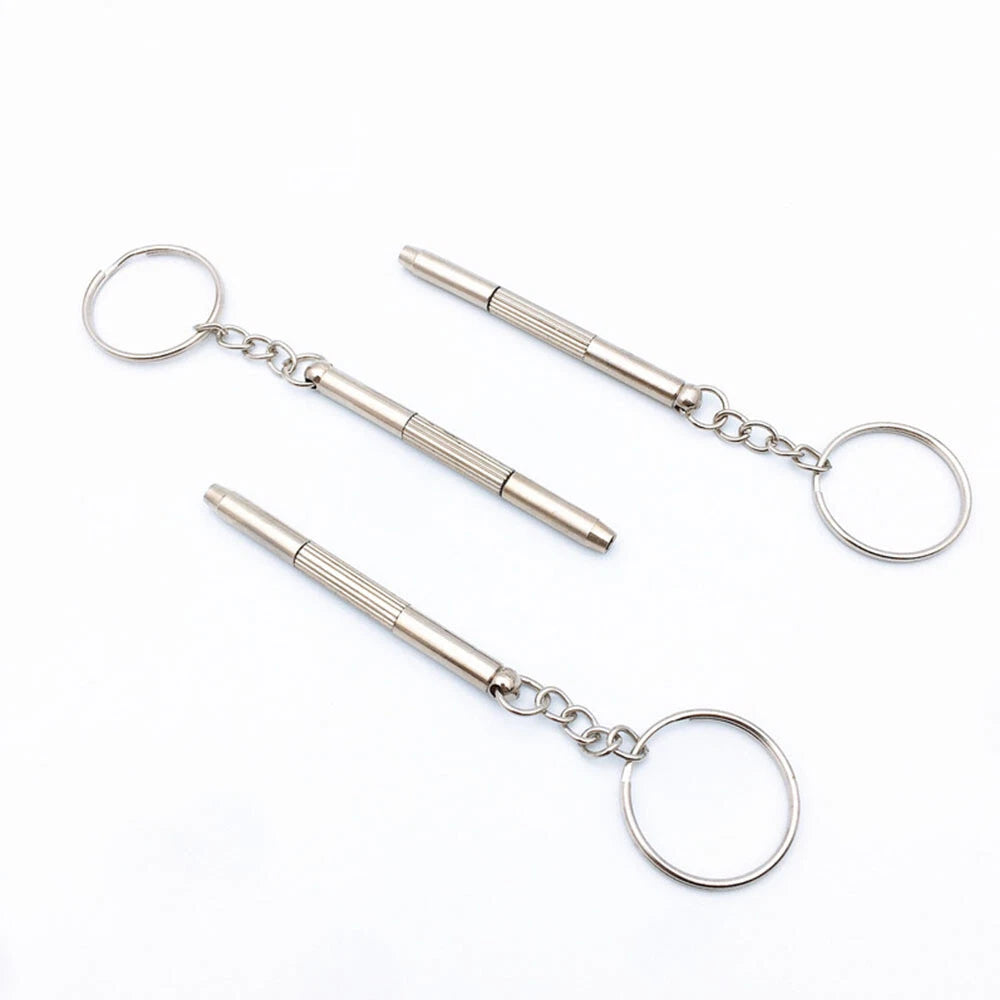2X 3 In 1 Eyeglass Sunglass Watch Repair Screwdriver Set Keychain Mini Hand Tool