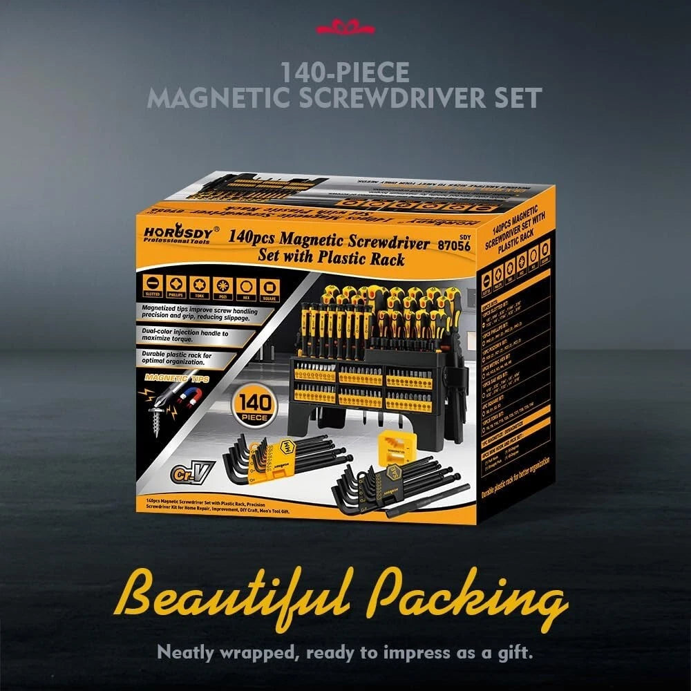 Precision 140-Piece Screwdriver Set with Magnetizer – Perfect for All Projects