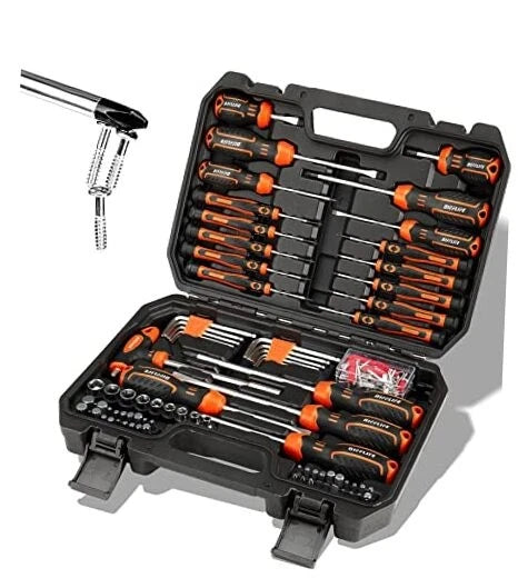 Screwdrivers Set with Case, 120-piece Includes Slotted, Phillips, 120-Piece