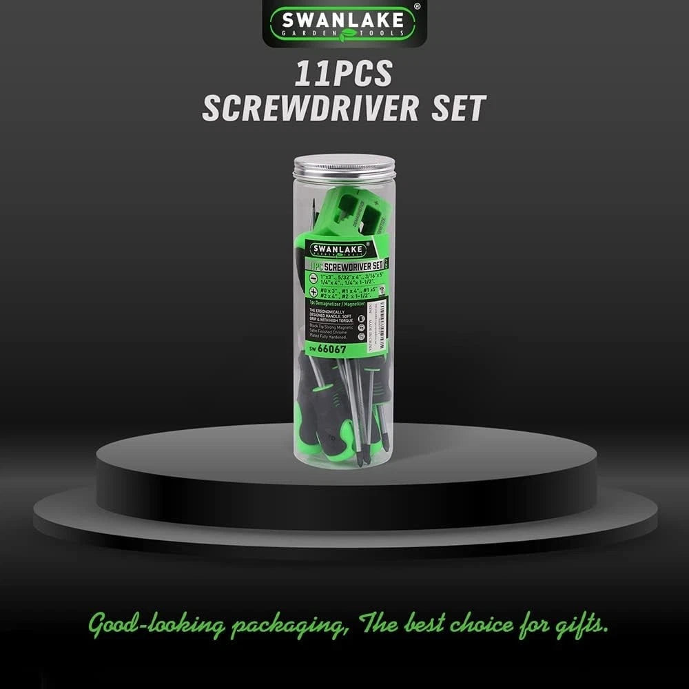 Juego de 11 destornilladores magnéticos con puntas profesionales y agarre acolch