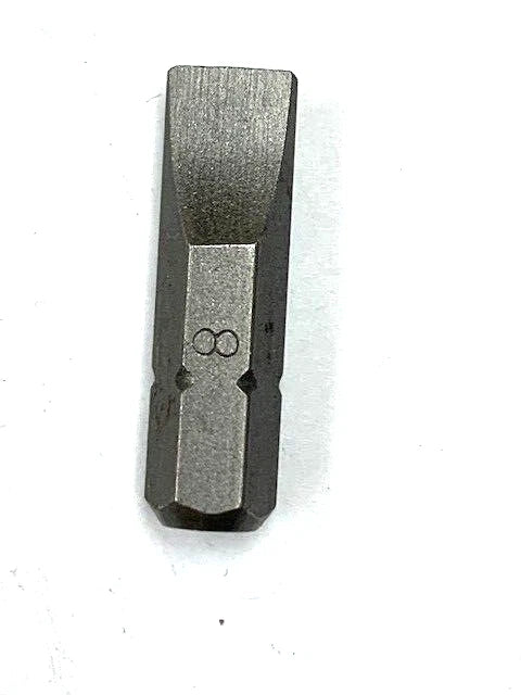 #8 FLAT INSERT BIT 1/4" HEX DRIVE SCREWDRIVER BIT 1" LONG 5 PIECES PER PACK