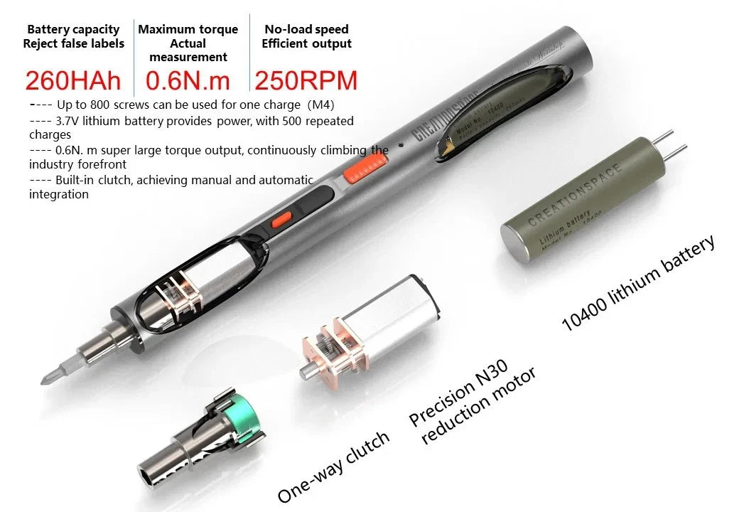3.6V Electric Screwdriver Rechargeable Screwdriver Set with LED Light 3 Torque