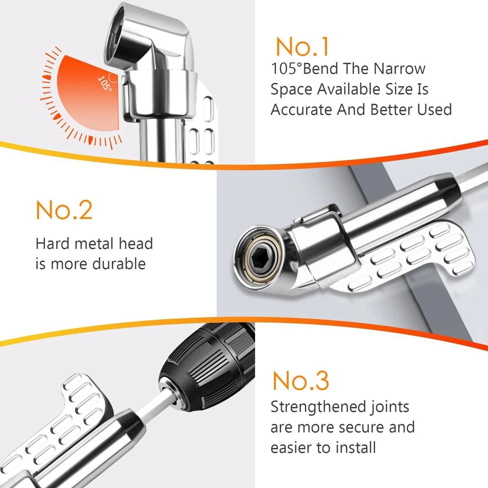 105° Angle Hex Drill Bit Driver Extension 1/4" Screwdriver Hand Socket Adapter