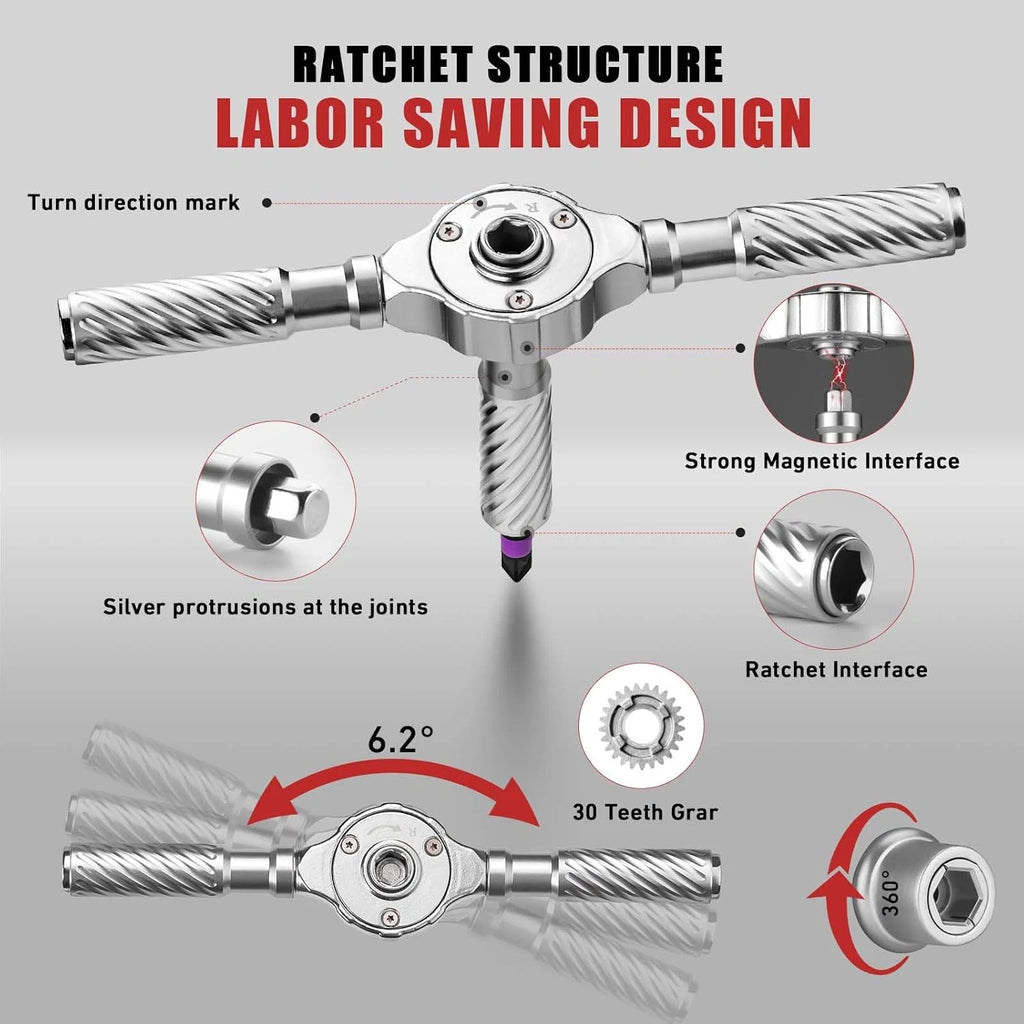 Ratchet Screwdriver Set 66 in 1 Magnetic Sets S2 Steel Bits DIY Combination