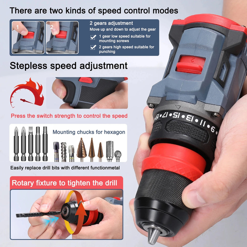 45/38Nm Screwdriver Torque Adjustable 2 Speed Control Modes Repairing Tool New