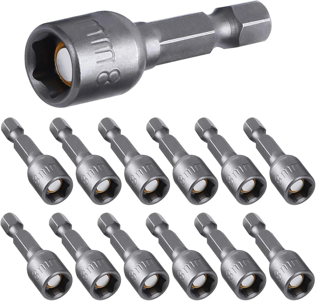 12Pcs 5/16 Nut Driver Set, 8Mm Hex Strong Magnetic Power 5/16 Drill Bit Nut Driv