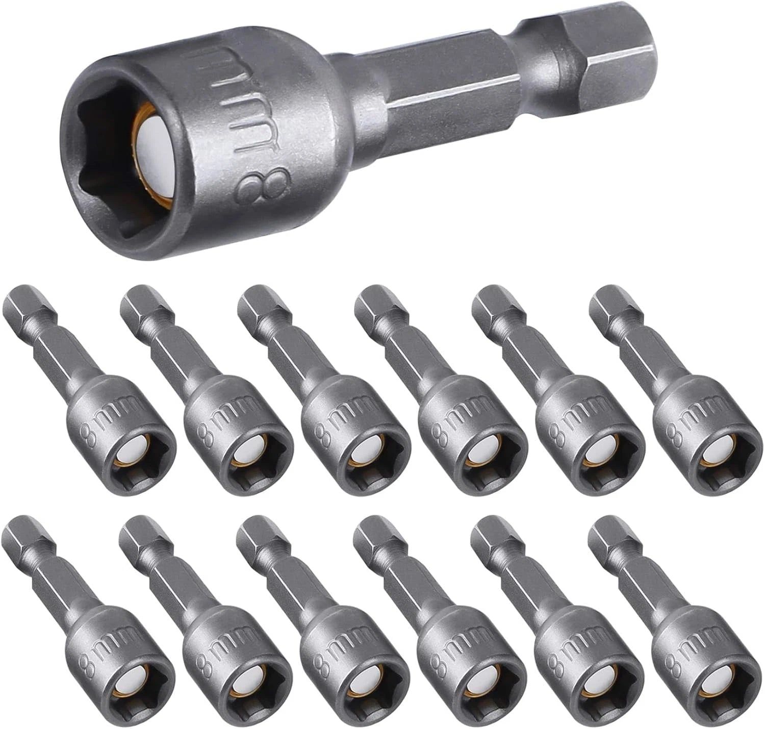 12Pcs 5/16 Nut Driver Set, 8Mm Hex Strong Magnetic Power 5/16 Drill Bit Nut Driv