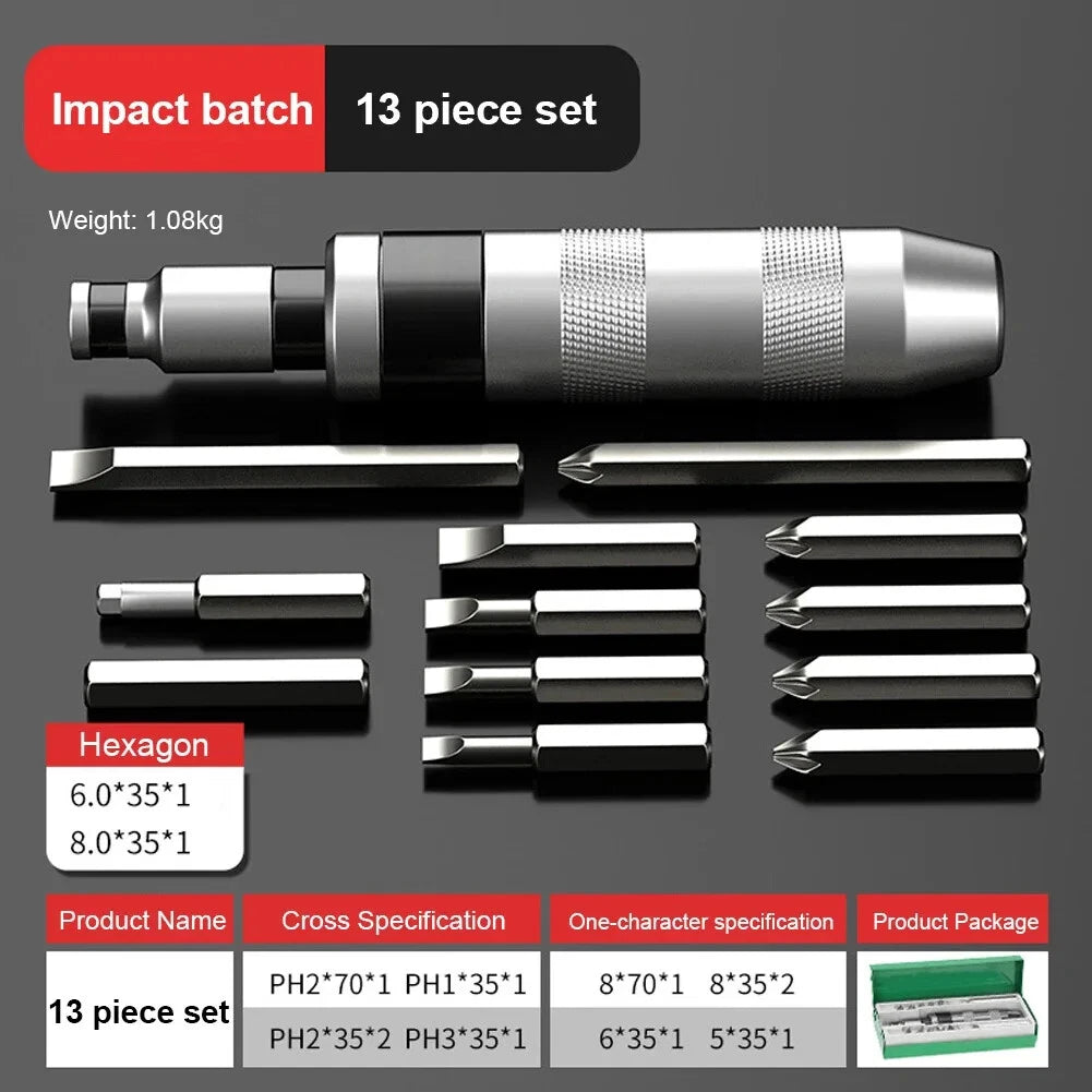 13-Piece Impact Screwdriver Set Heavy Duty Impact Screwdriver Chisel Bit Set