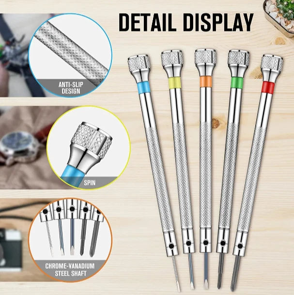 13 pc Precision Screwdriver Set for Watches 0.6-2.0mm Demagnetizer Screw Batch