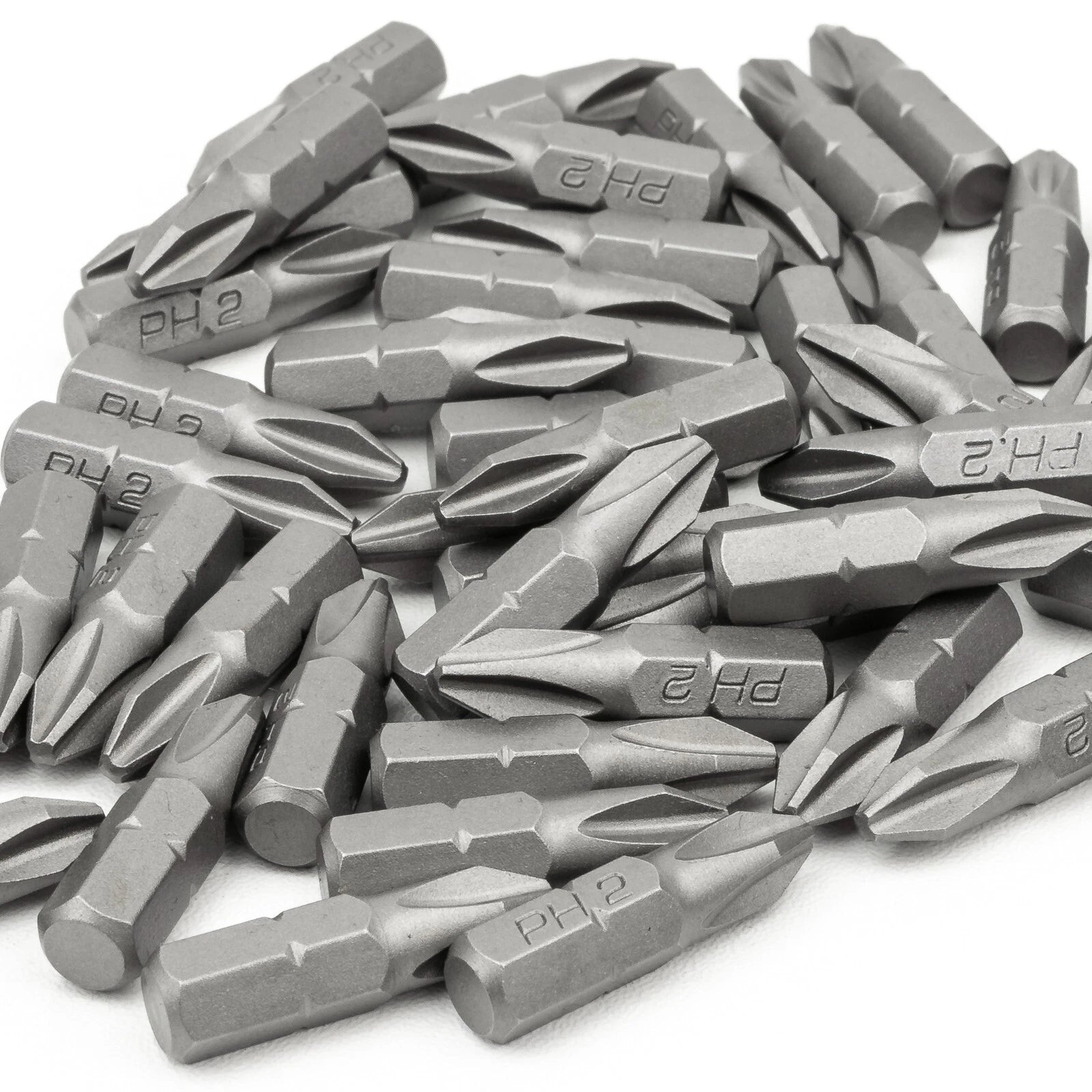 Phillips #2 PH2 Screwdriver Bits, 1 In Length, 1/4 Inch Shank, S2 Steel (50 PK)