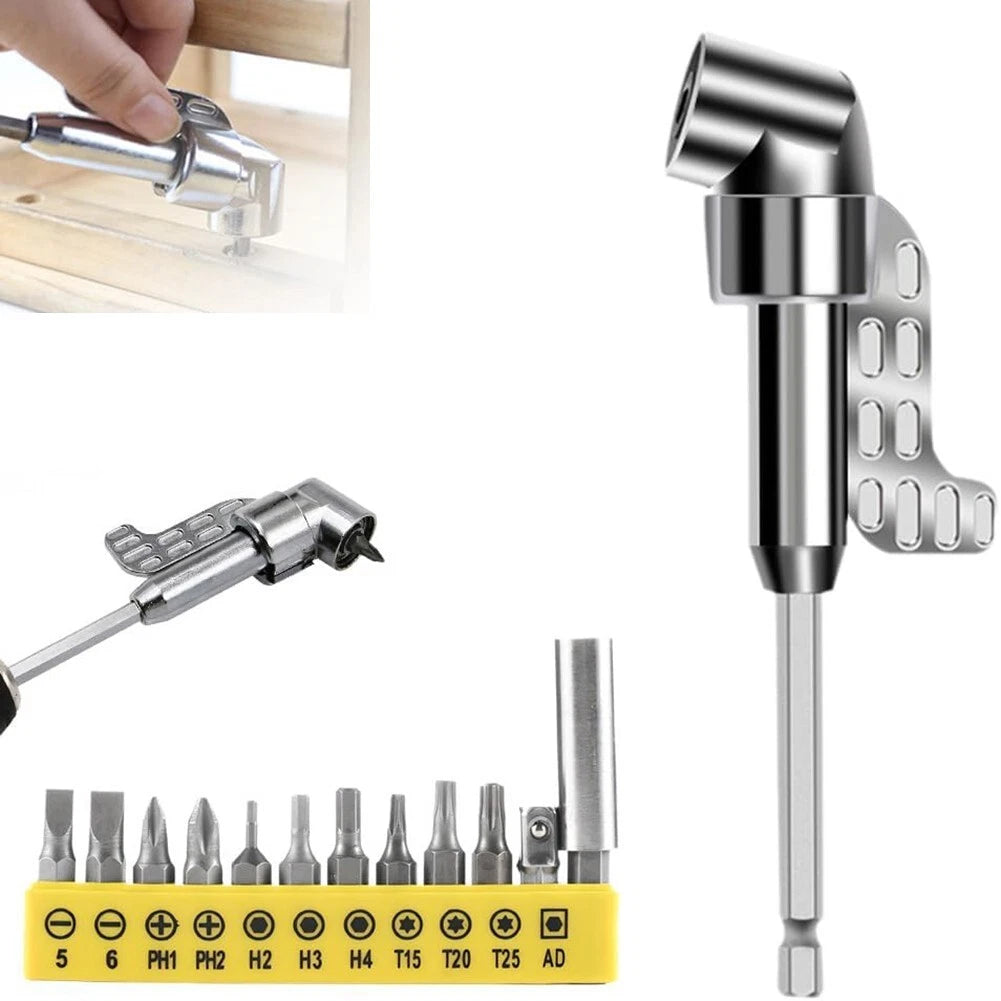 105° Angle Hex Drill Bit Driver Extension 1/4" Screwdriver Hand Socket Adapter