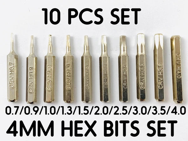 CR-V Hex Bit Set H0.7,H0.9,H1.0 H1.3,H1.5,H2.0,H2.5,H3.0,H3.5,H4.0 4mm bits