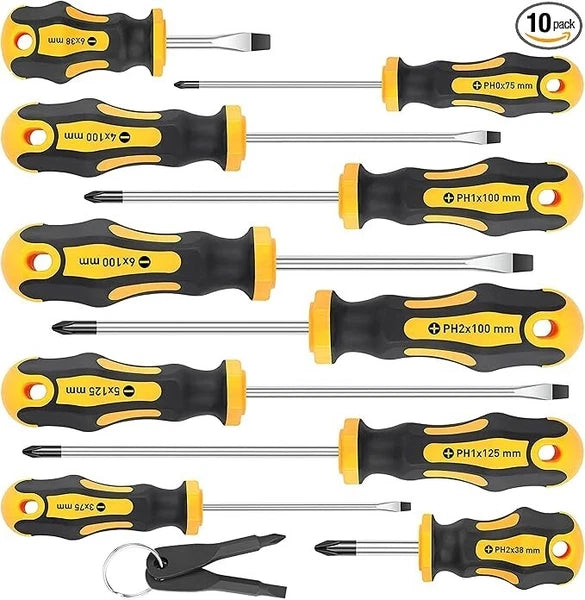 Amartisan 10-Piece Magnetic Screwdrivers Set, 5 Phillips and 5 Slotted Tips