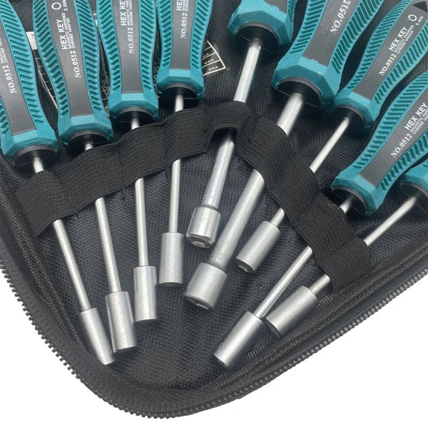 9pcs Screwdriver Set Steel Socket Hex Torque Wrench Multitool Handle PP+TPR