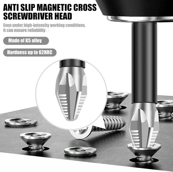 24 Pcs Impact Screwdriver Bits, K5 Alloy Nonslip Teeth Phillips 24