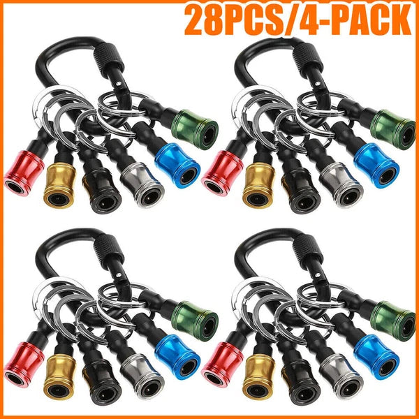 1/4" Hex Shank Quick Release Keychain Screwdriver Drill Bit Holder Bit Set 28PCS
