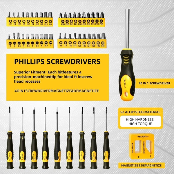 86-Piece Magnetic Screwdriver Set, CR-V Steel, Includes Slotted/Phillips/Torx