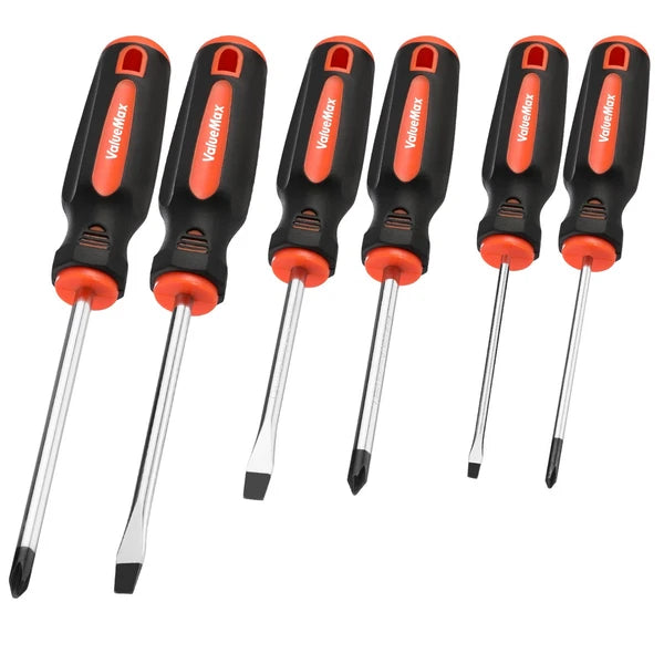 ValueMax 6-Piece Magnetic Screwdriver Set 3 Phillips and 3 Flat Tip Screwdrivers