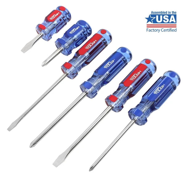 Hyper Tough 6-Piece Phillip and Slotted Screwdriver Set with Acetate Handle