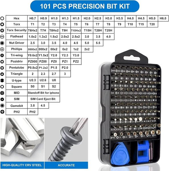 Durable Chrome Vanadium 124-Piece Screwdriver Set for Electronics & More