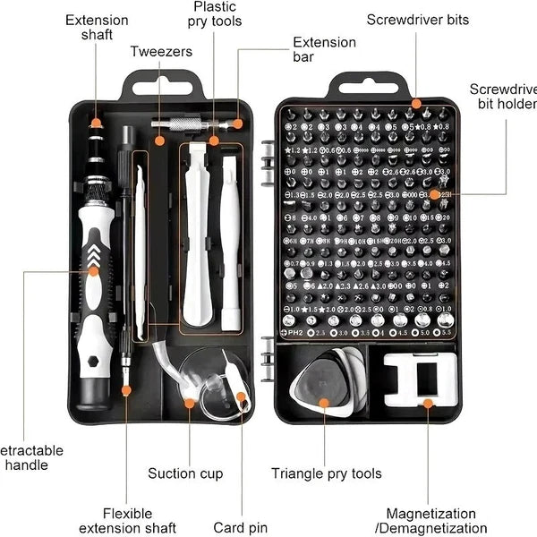 JCD 115-in-1 Precision Screwdriver Set with 98 Magnetic Bits for Repair