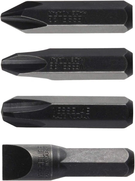 VESSEL Impact Screwdriver Bits Heavy Duty 4 Pcs JIS Set BS2500
