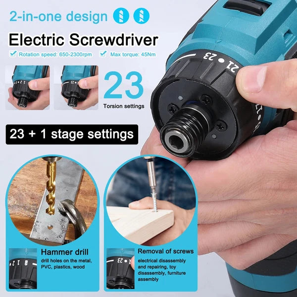 45/38Nm Screwdriver Torque Adjustable 2 Speed Control Modes Repairing Tool New