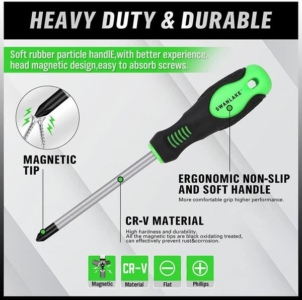 Juego de 11 destornilladores magnéticos con puntas profesionales y agarre acolch