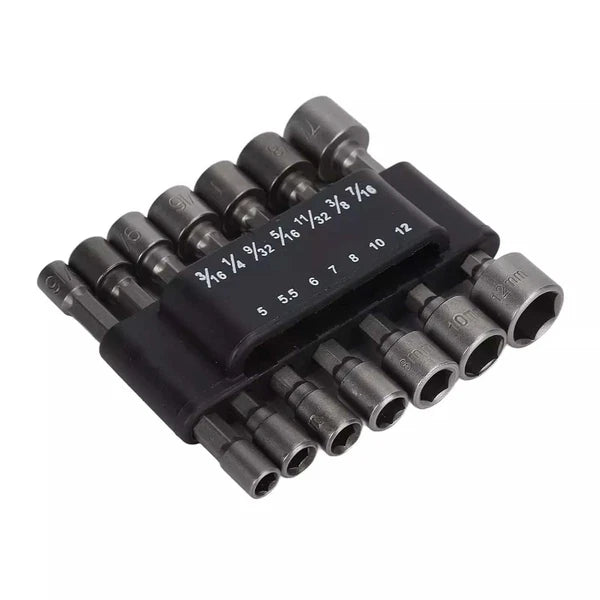 14PC POWER Nut Driver Drill Bit Set Socket Bit Adapter metric & SAE Socket for W
