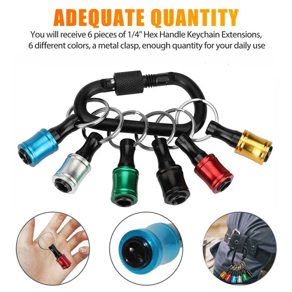 14PCS 1/4" Hex Shank Quick Release Keychain Screwdriver Drill Bit Holder Bit Set