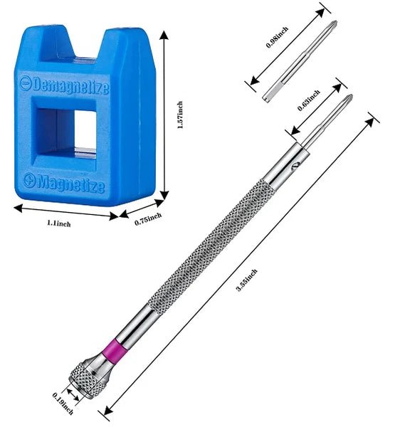 13 pc Precision Screwdriver Set for Watches 0.6-2.0mm Demagnetizer Screw Batch
