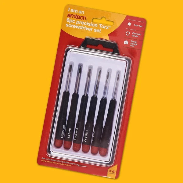 6pc TORX STAR PRECISION SCREWDRIVER SET. T5 T6 T7 T8 T9 T10 L0530 AMTECH NEW BOX
