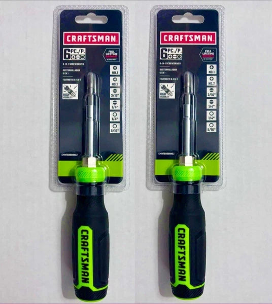 Craftsman HI-VIS 6-Piece Multi-Bit Screwdriver Tool Set CMHT68000NGZ (Lot of 2)