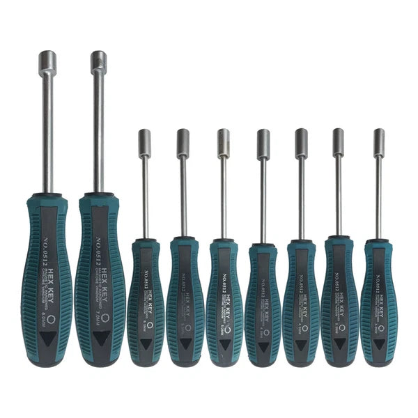 9pcs Screwdriver Set Steel Socket Hex Torque Wrench Multitool Handle PP+TPR