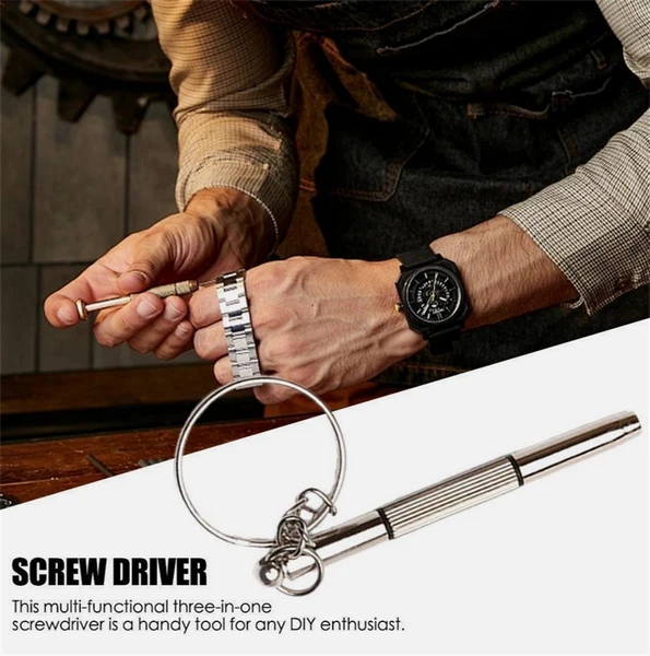 2X 3 In 1 Eyeglass Sunglass Watch Repair Screwdriver Set Keychain Mini Hand Tool