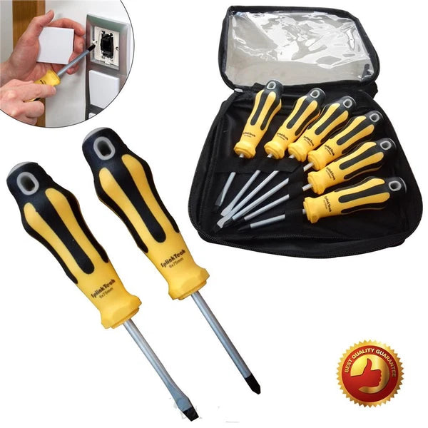 6 x Screwdriver Magnetic Set Heavy Duty Comfort Grip Philips Flat Slotted Tool