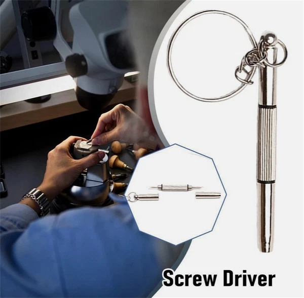 2X 3 In 1 Eyeglass Sunglass Watch Repair Screwdriver Set Keychain Mini Hand Tool