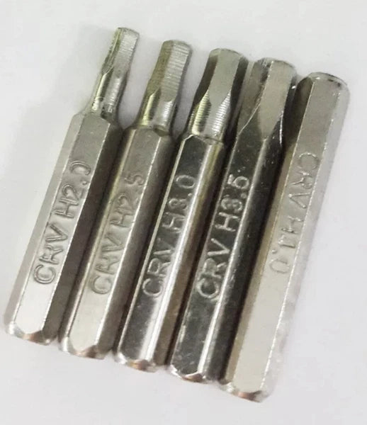CR-V Hex Bit Set H0.7,H0.9,H1.0 H1.3,H1.5,H2.0,H2.5,H3.0,H3.5,H4.0 4mm bits