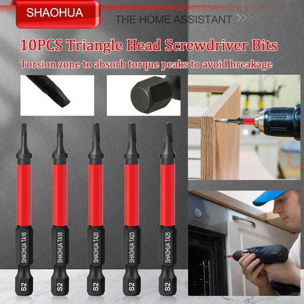 10PCS Triangle Screwdriver Bits, Impact Tough Triangle Bits Set, Upgraded S2 Ste