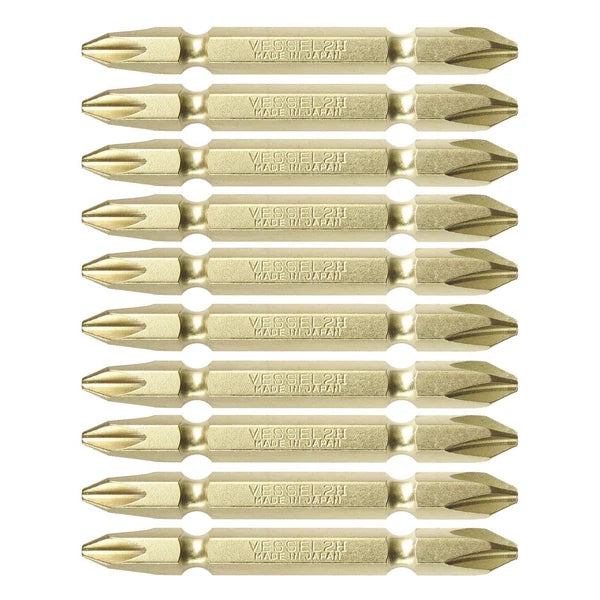 VESSEL Double End Gold Color Driver Bit Magnetic No.GM14 +1,+2,+3 45-200mm Japan