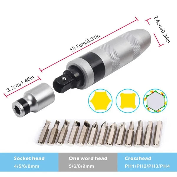 13-Piece Impact Screwdriver Set Heavy Duty Impact Screwdriver Chisel Bit Set
