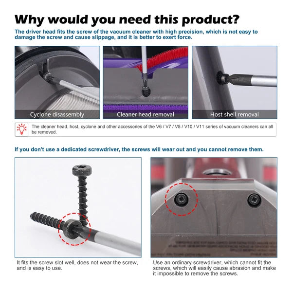 Screwdriver Set for Dyson V11/V10/V8/V7/V6 Vacuum Cleaner Disassembly Tool