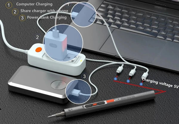 3.6V Electric Screwdriver Rechargeable Screwdriver Set with LED Light 3 Torque