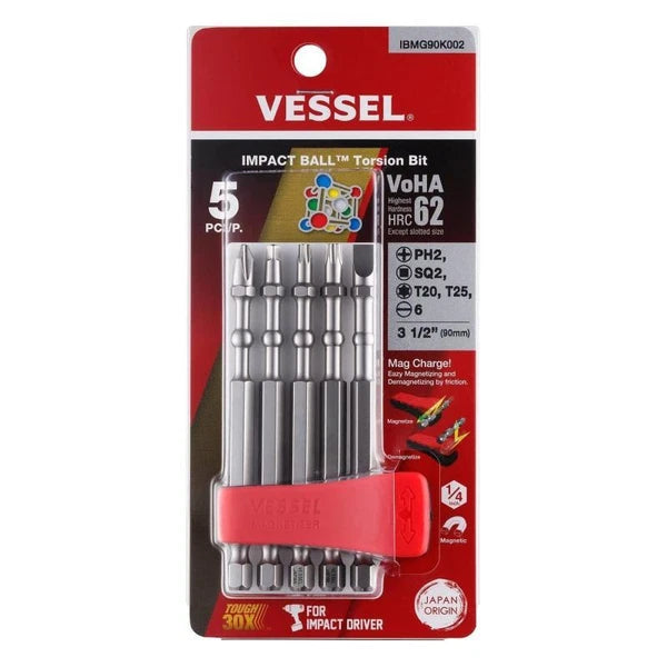 Vessel Tools IBMG90K002 Impact Ball Torsion Bit Set Assortment x 90 mm 5 Pc