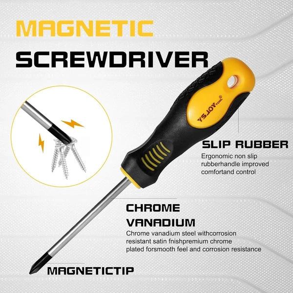 86-Piece Magnetic Screwdriver Set, CR-V Steel, Includes Slotted/Phillips/Torx