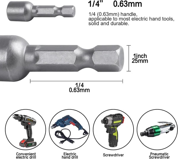 12Pcs 5/16 Nut Driver Set, 8Mm Hex Strong Magnetic Power 5/16 Drill Bit Nut Driv